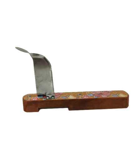 Traditional Stainless Steel Vegetable Cutter with Wood Base , Multicolour (Big)
