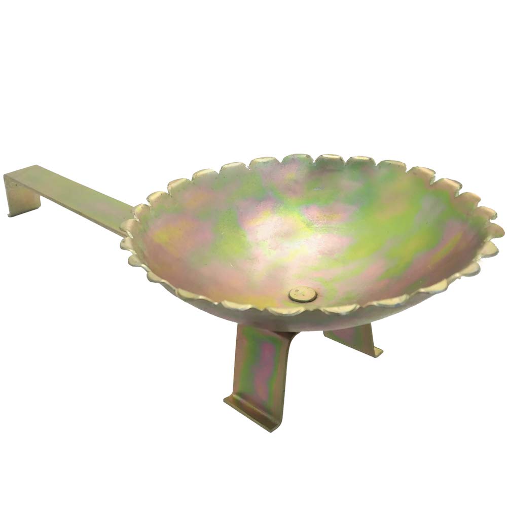 Zinc Coated Iron Incense Burner with Handle β Dhoop Stand / Sambrani Dhoop / Sambrani Karandi (Gold Color)