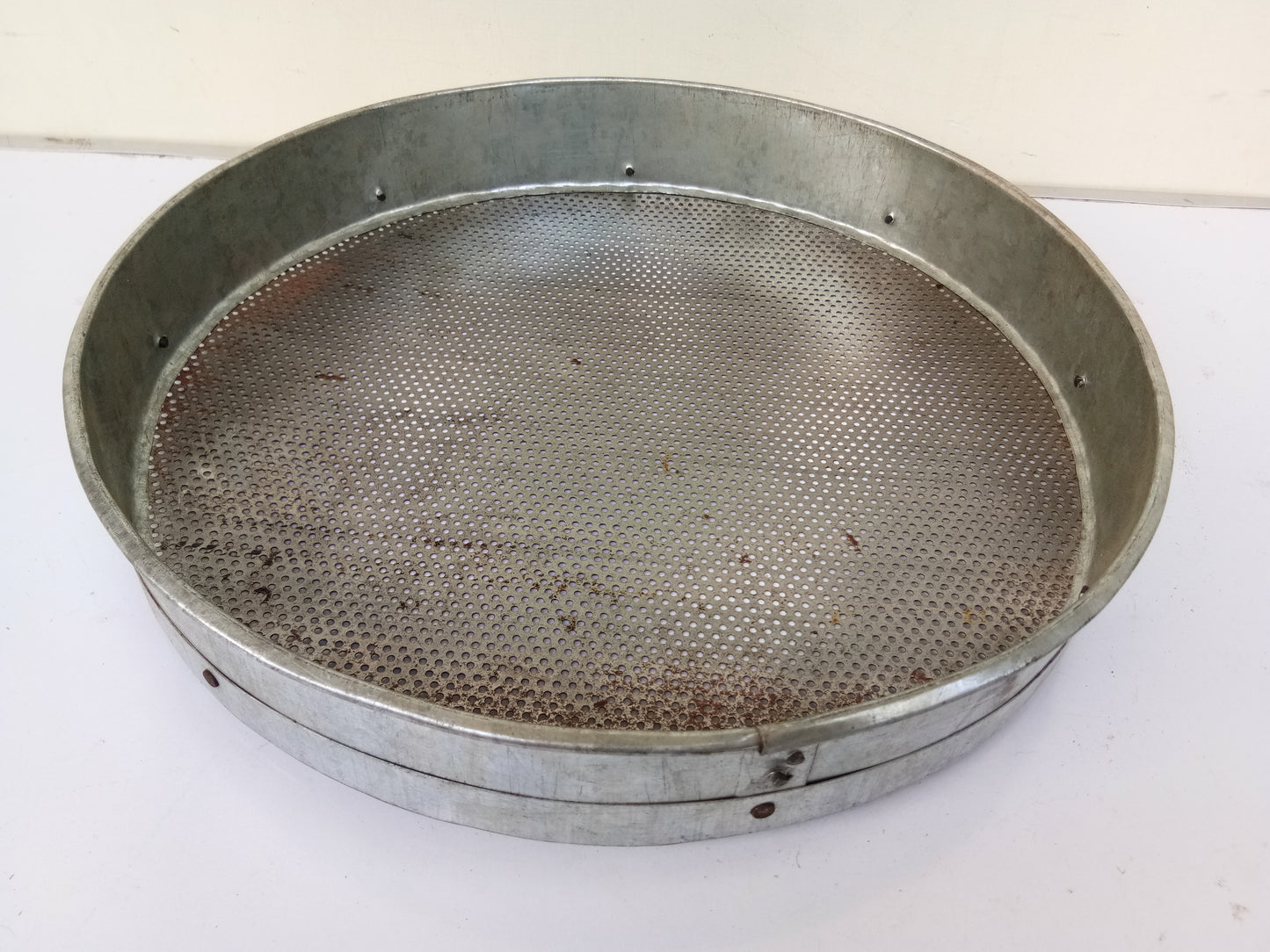 Seeds Cleaning Sieve - Handmade Galvanized Iron Strainer, (Diameter 12 in / 32 cm, Hole Diameter - 4 mm)