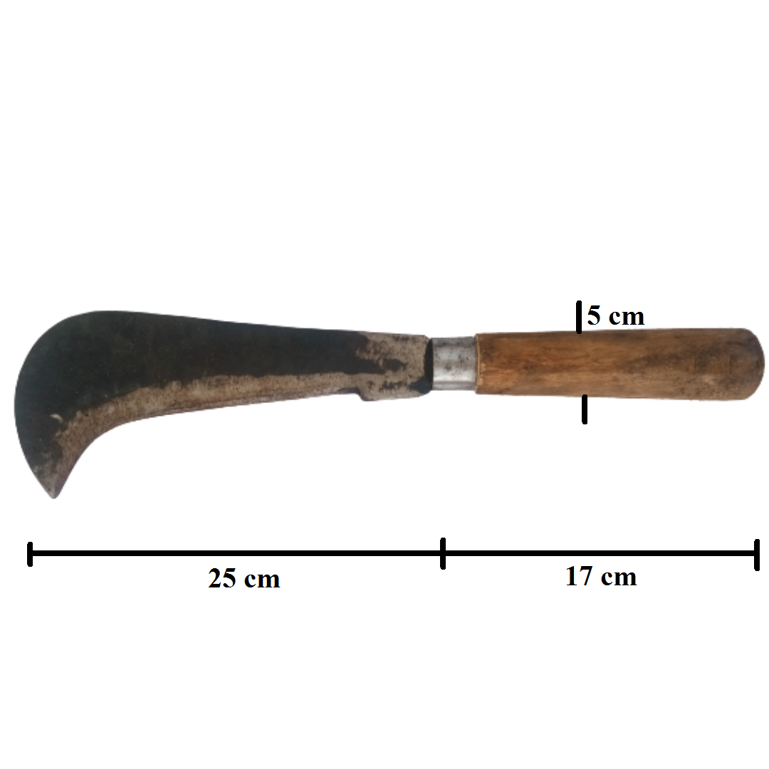 Traditional Aruvaal / Koduval / Vaakathi / Vettukathi β Handmade Iron Billhook with Big Wooden Handle (Medium Size)