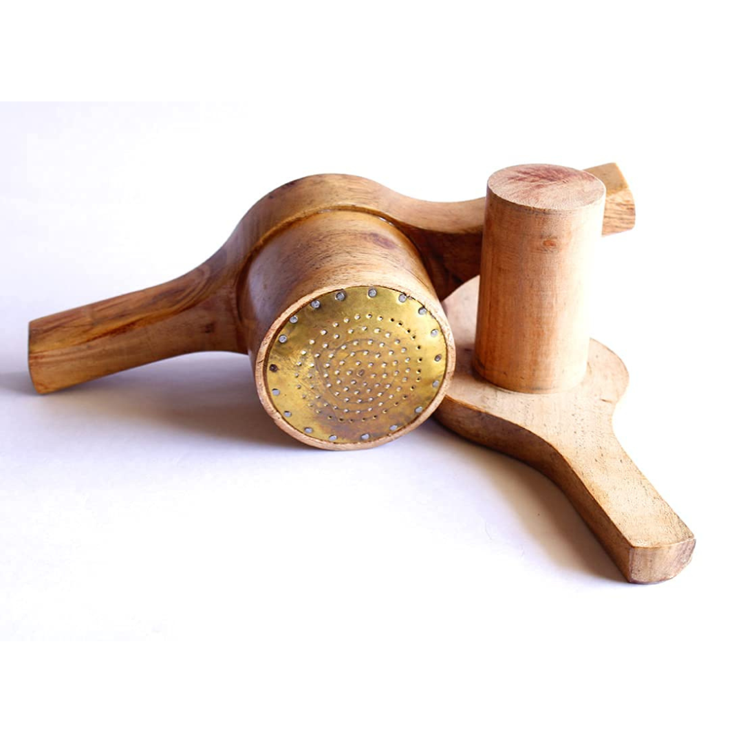 Subaa Traditional Wooden Kitchen Press,Idiyappam,Sev Sancha Maker with  Brass Bottom Sheet,(Wood Brown) Wt-0.48kg