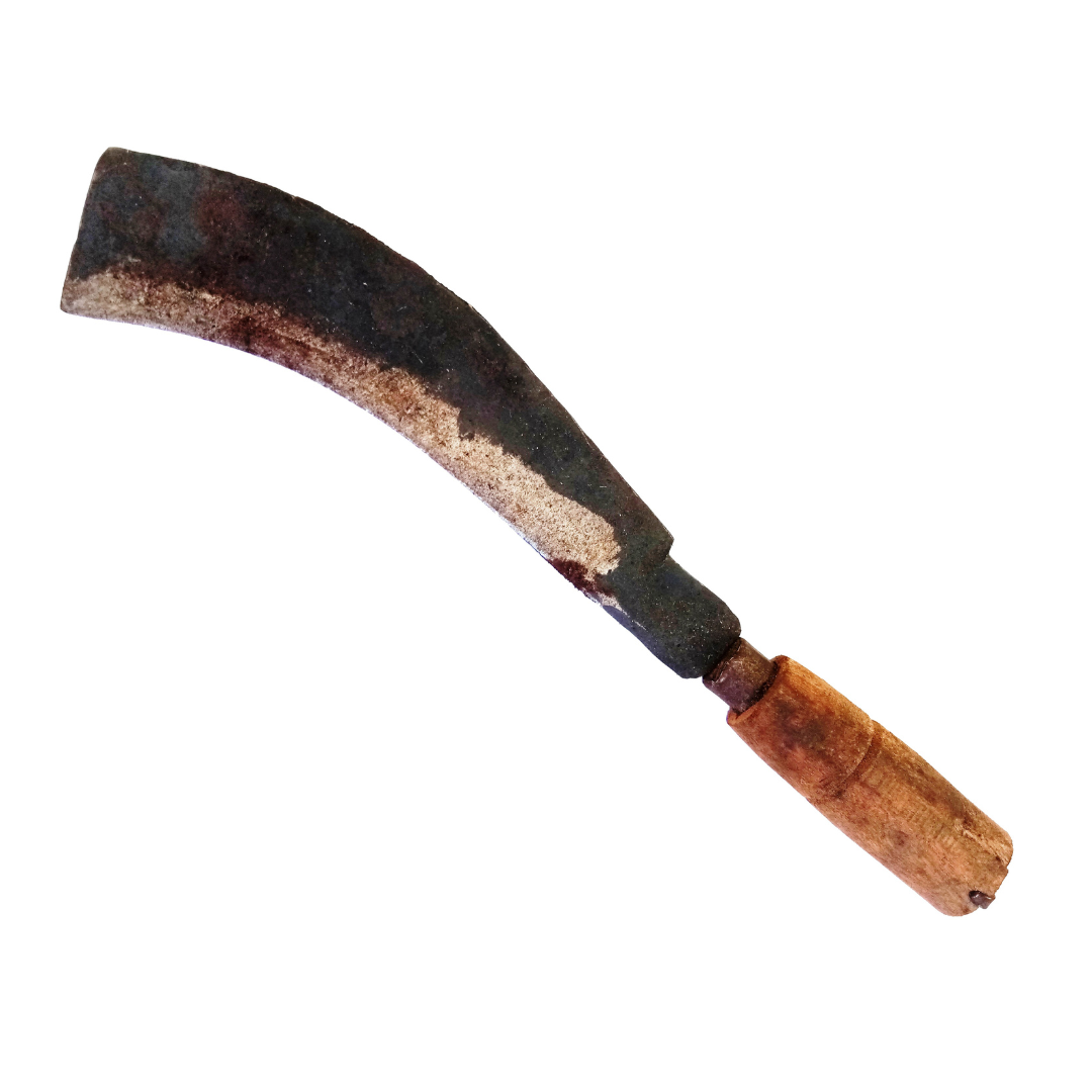 Handmade Iron Straight Billhook | Wood Cutting Knife | Coconut Breaker Tool | Motta Aruvaal | Koduval | Vaakathi | Vettukathi (40 cm Length, 600 g Weight) (Wooden Handle)