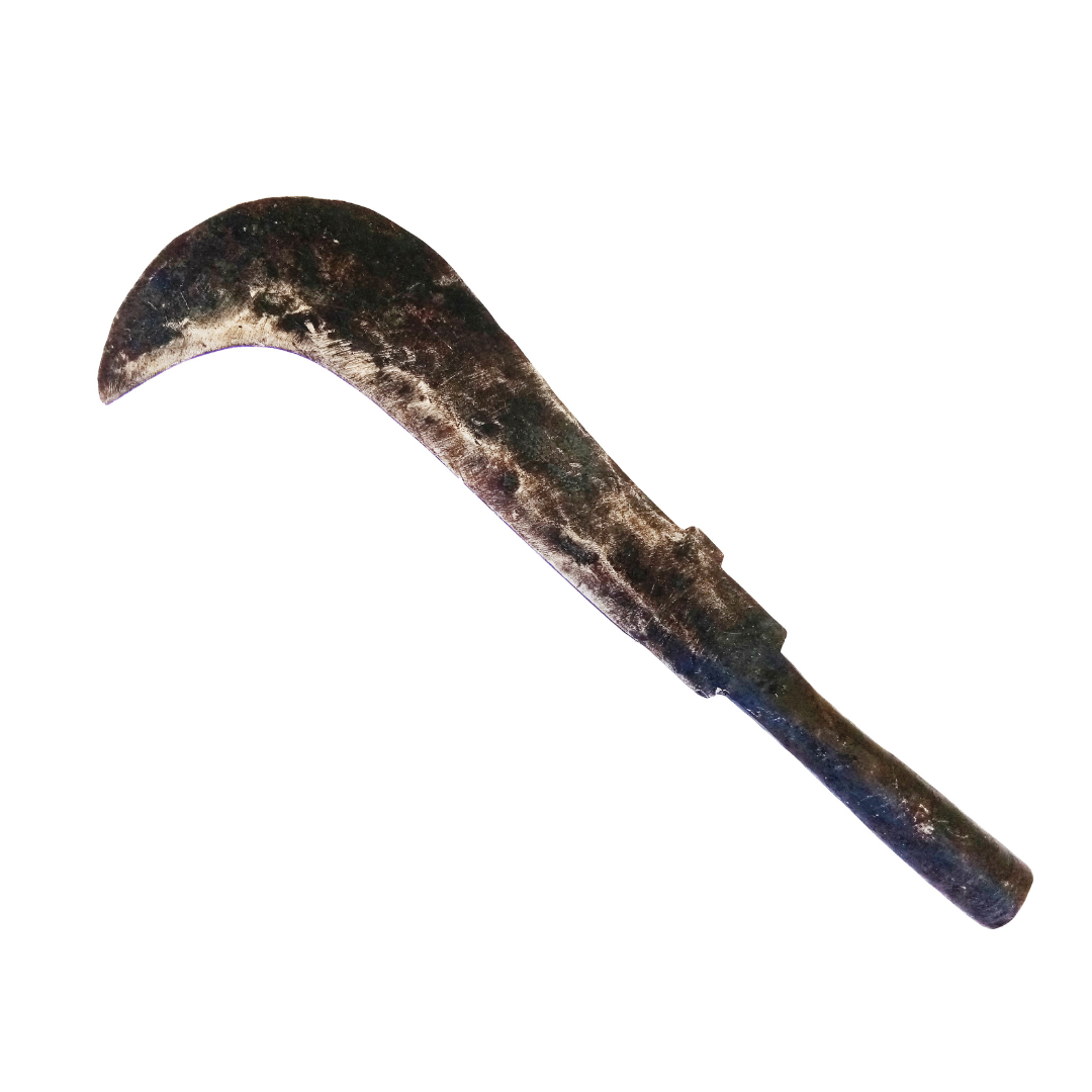 Traditional Heavy Iron Billhook | Wood Cutting Knife | Coconut Breaker Tool | Aruvaal | Koduval | Vaakathi | Vettukathi (45 cm Length, 900 g Weight) (Curved End)