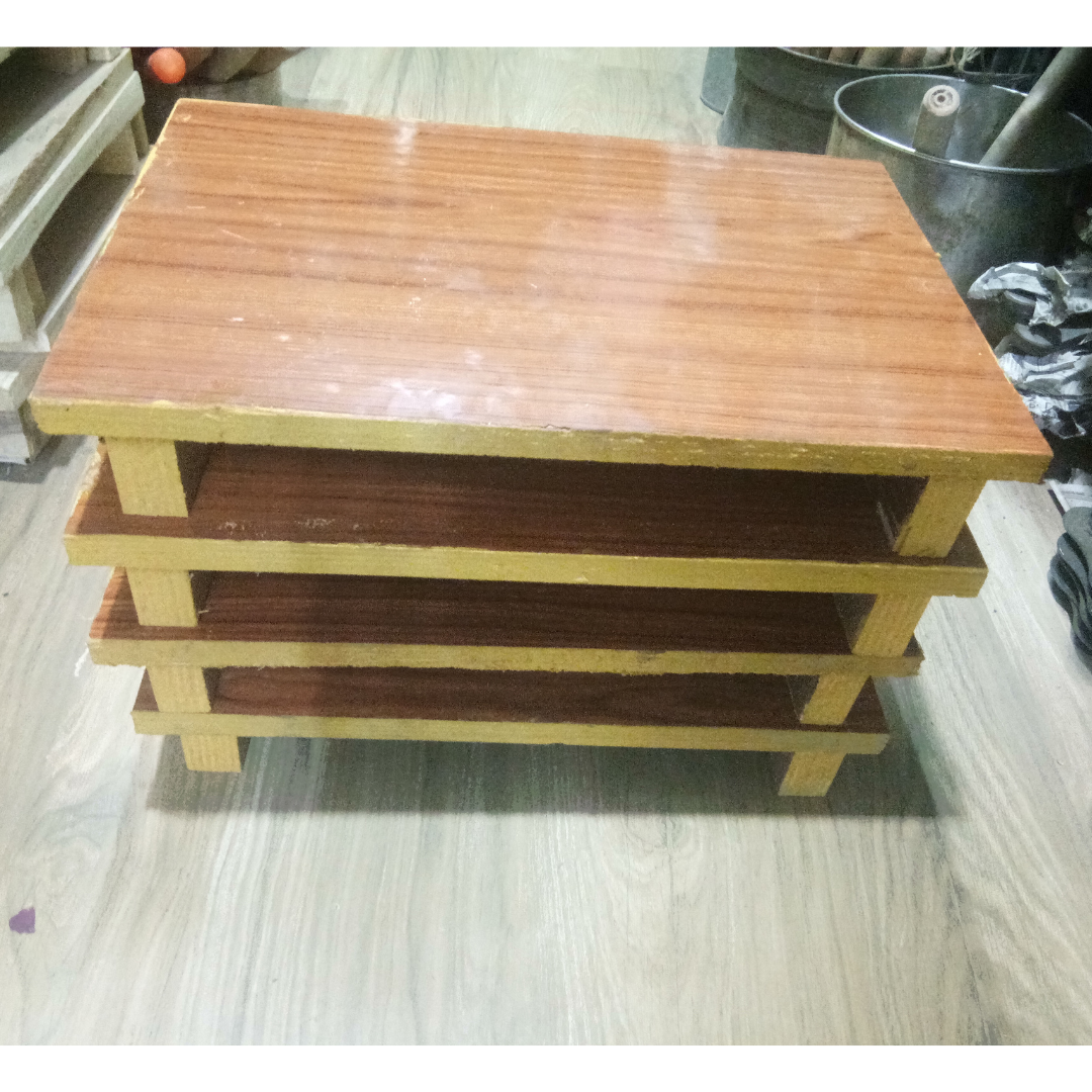 Wooden Handcrafted Pooja Peeta Chowki / Manapalagai / Low Height Wooden Table with Mica sheet (Big Size)