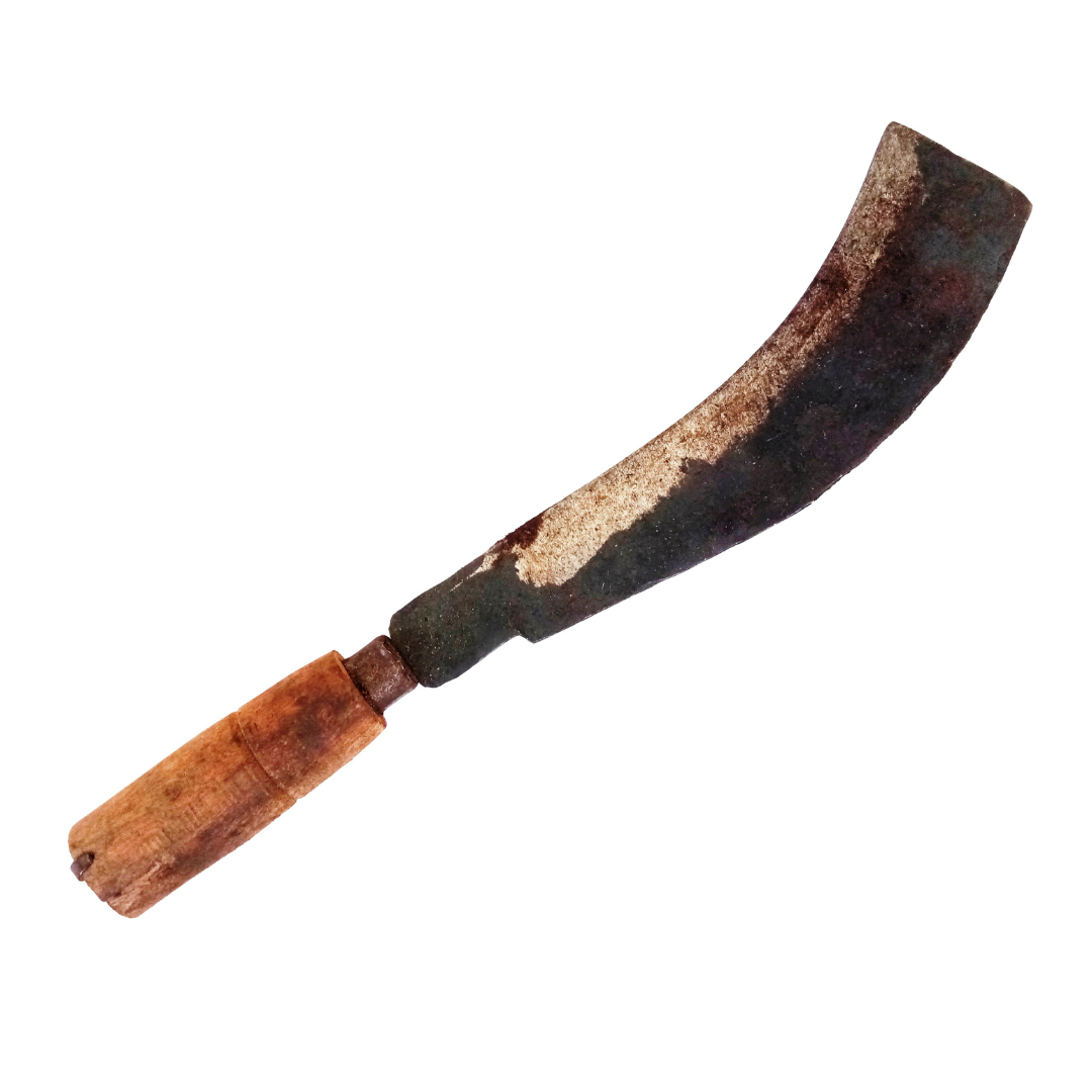 Handmade Iron Straight Billhook | Wood Cutting Knife | Coconut Breaker Tool | Motta Aruvaal | Koduval | Vaakathi | Vettukathi (40 cm Length, 600 g Weight) (Wooden Handle)