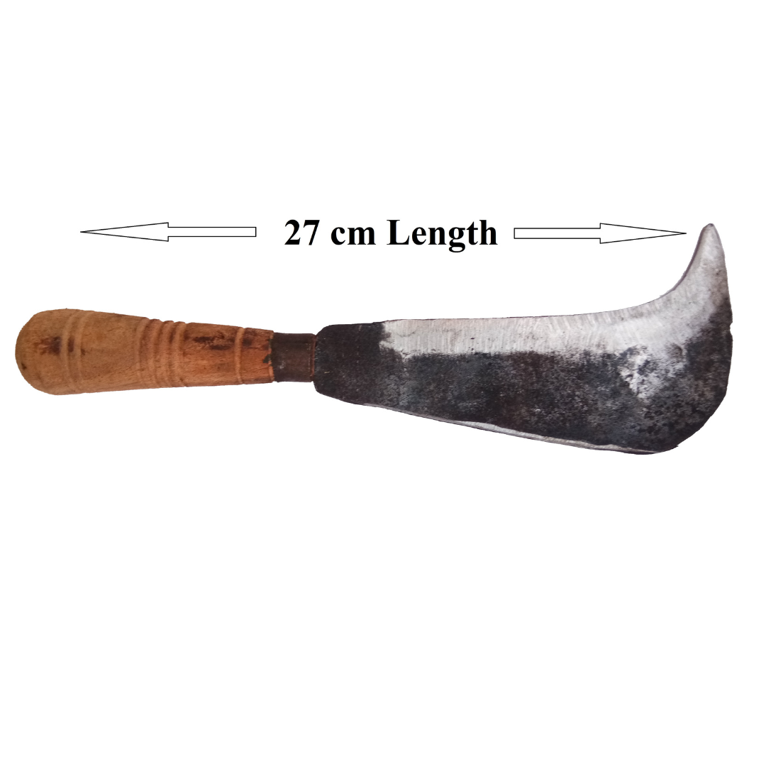 Coconut Cutting Tool / Coconut Knife / Aruvaal β Handmade Iron Billhook with Wooden Handle (Small Size)