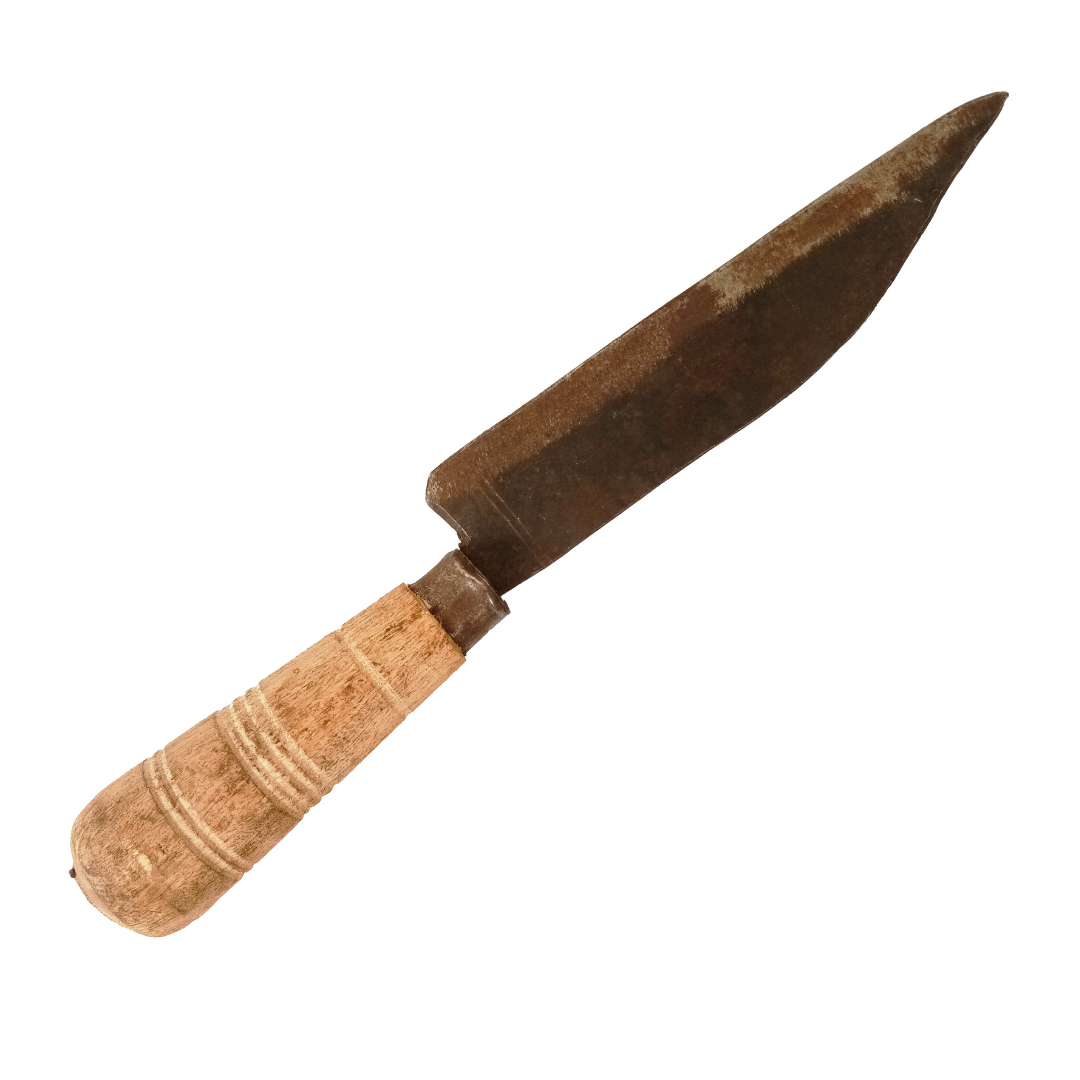 Handmade Iron Knife / Meat Cleaver / Churi Knife for Removing Cow/Goat/Beef Skin with Wooden Handle (Weight: 150 g / Length: 25-28 cm)