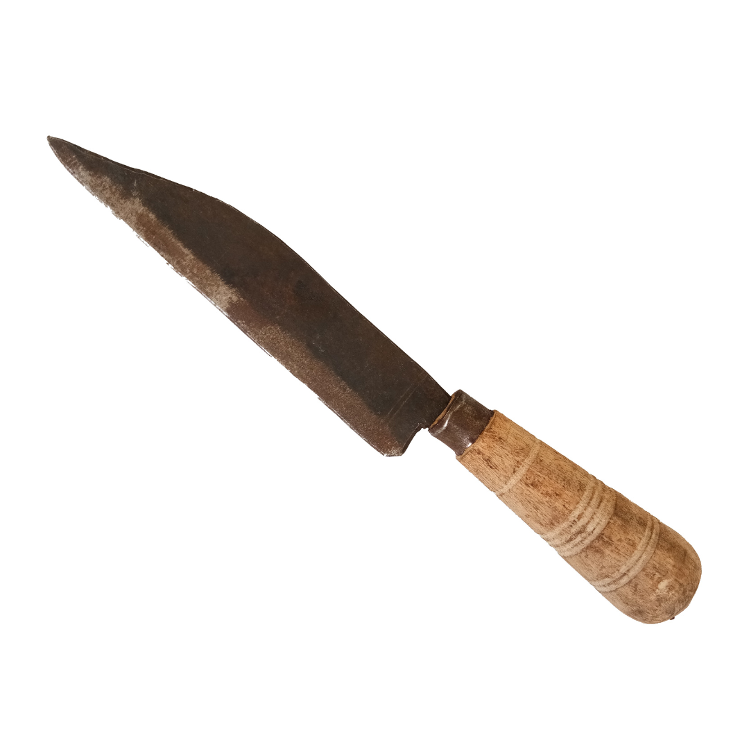 Handmade Iron Knife / Meat Cleaver / Churi Knife for Removing Cow/Goat/Beef Skin with Wooden Handle (Weight: 150 g / Length: 25-28 cm)