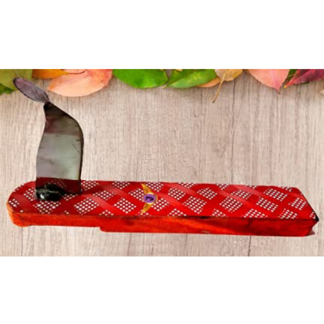 Traditional Stainless Steel Vegetable Cutter with Wooden Base , Multicolour (Medium Size)