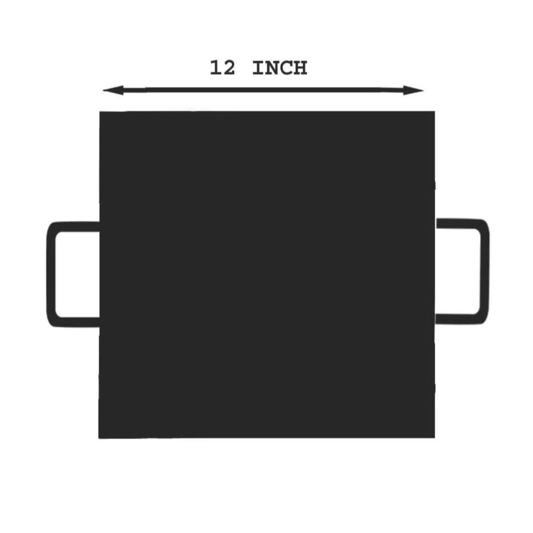 Induction & Gas Compatible Square Shaped Flat Base Iron Dosa Tawa (12 Inch, 2.5 Kg approximately)