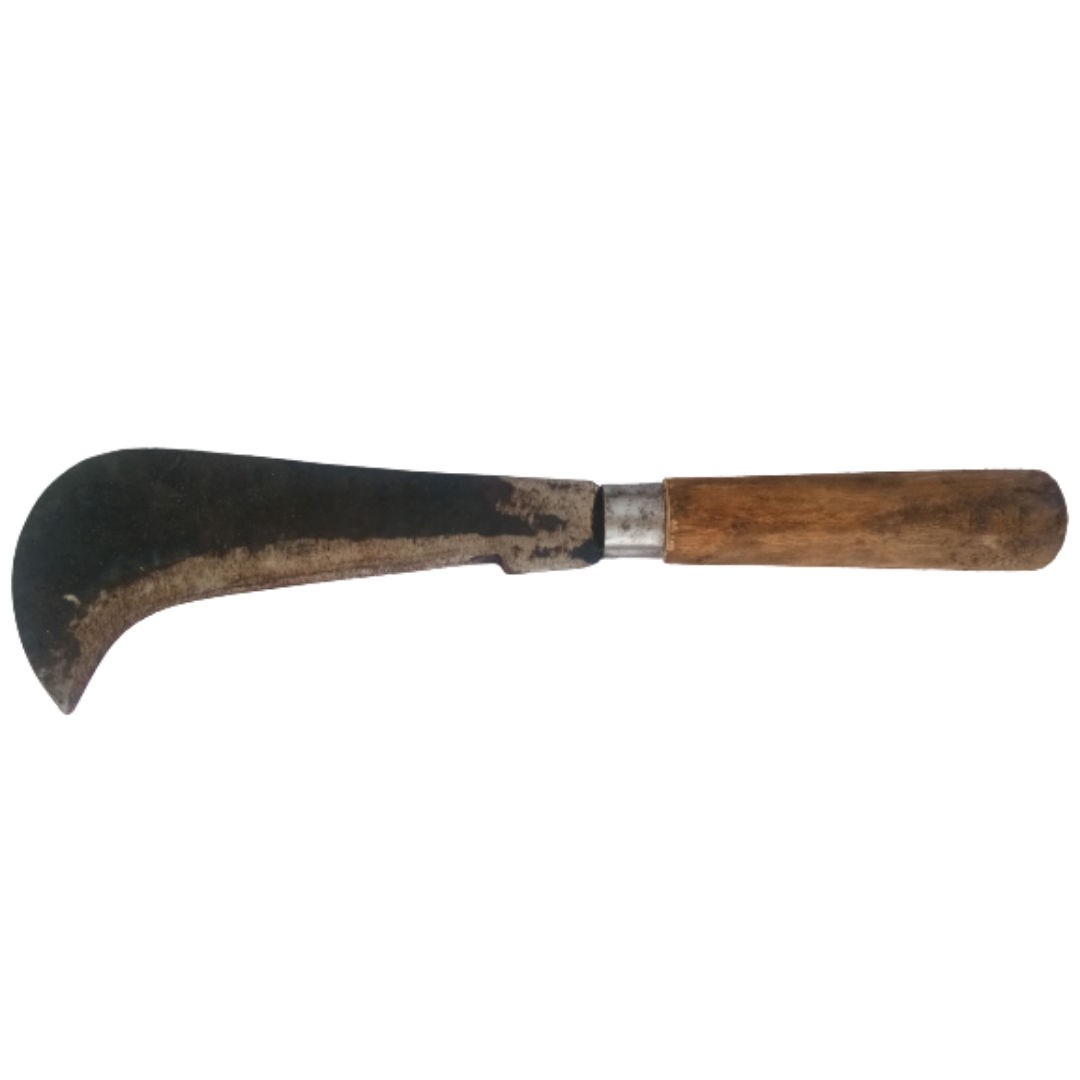 Traditional Aruvaal / Koduval / Vaakathi / Vettukathi β Handmade Iron Billhook with Big Wooden Handle (Big Size)