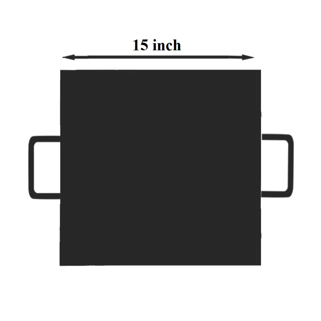 Induction & Gas Compatible Square Shaped Flat Base Iron Dosa Tawa (15 Inch, 4.5 Kg approximately) (Big size)