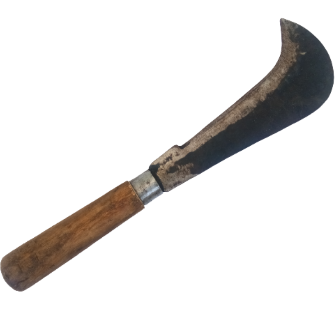 Traditional Aruvaal / Koduval / Vaakathi / Vettukathi β Handmade Iron Billhook with Big Wooden Handle (Big Size)