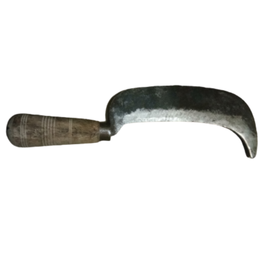Tender Coconut Knife / Tender Coconut Cutter / Aruvaal β Handmade Iron Billhook with Wooden Handle (Medium)