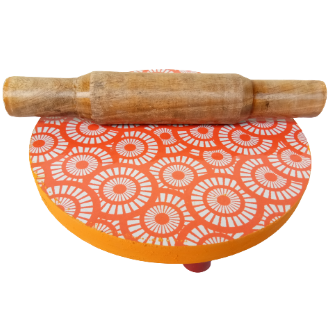 Combo Set for Kitchen - Wooden Mica Chakla Board / Poori Palagai (10 Inch dia, 0.75 inch thick, 500 g) & Belan / Belani / Urulai Kattai (28-30 cm, 400 g)