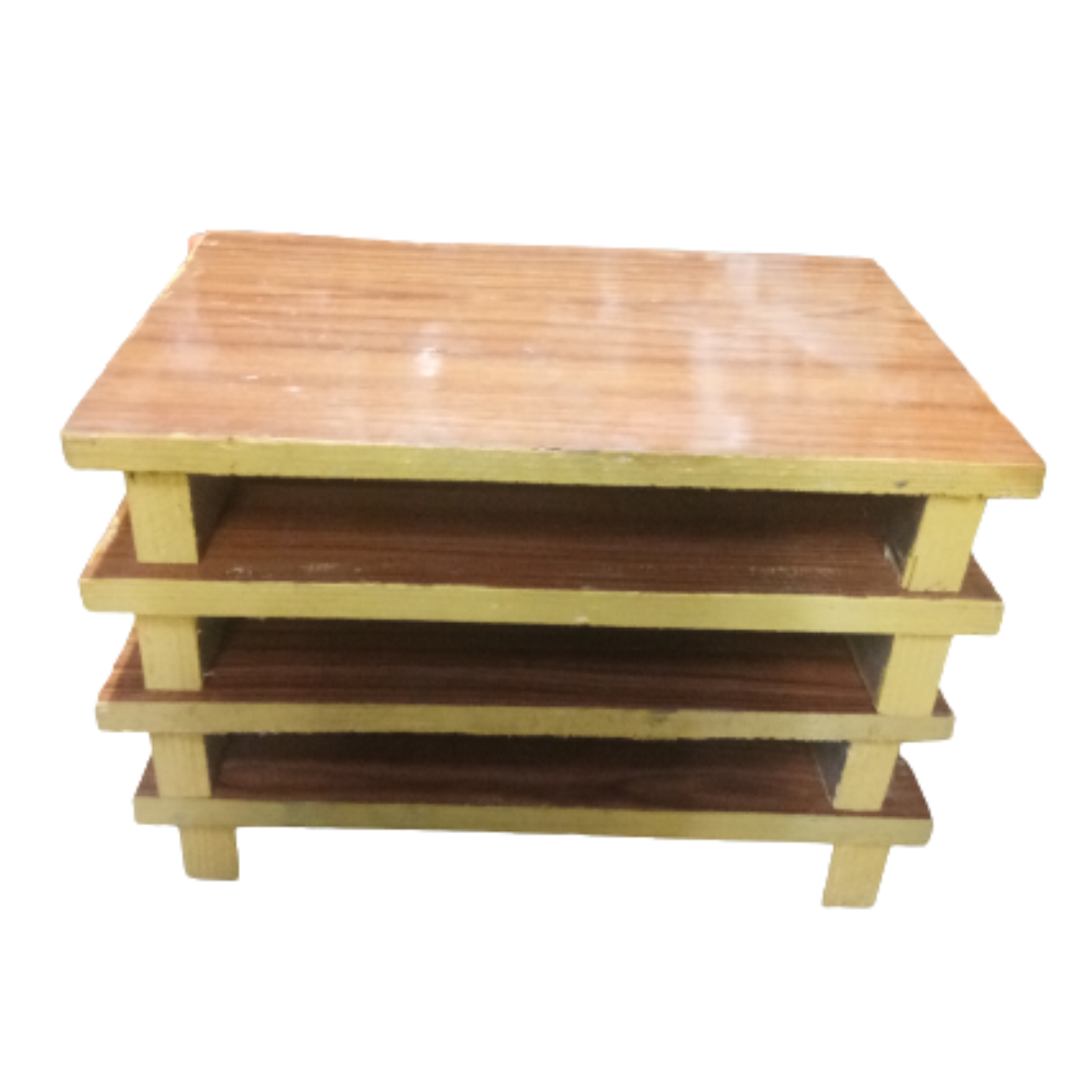 Wooden Handcrafted Pooja Peeta Chowki / Manapalagai / Low Height Wooden Table with Mica sheet (Big Size)