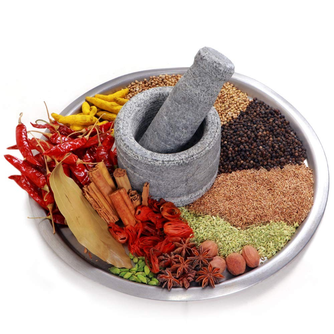 Natural Black Stone Mortar & Pestle / Khalbatta Okhli Masher / Khal Musal / Dasta Ural / Kundi Sota / Kharal Masher / Idi Kallu β Medium
