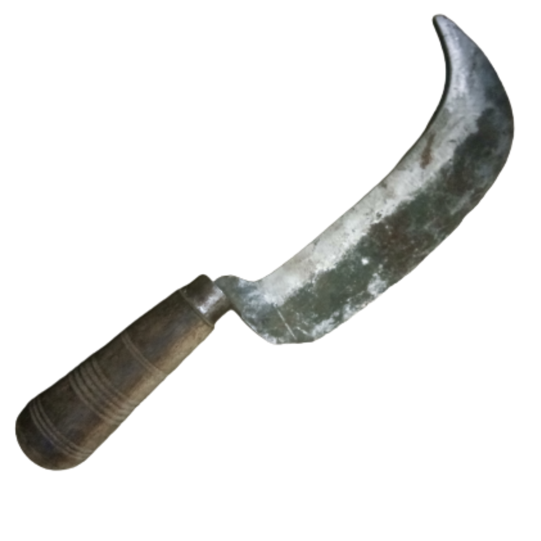 Tender Coconut Knife / Tender Coconut Cutter / Aruvaal β Handmade Iron Billhook with Wooden Handle (Medium)