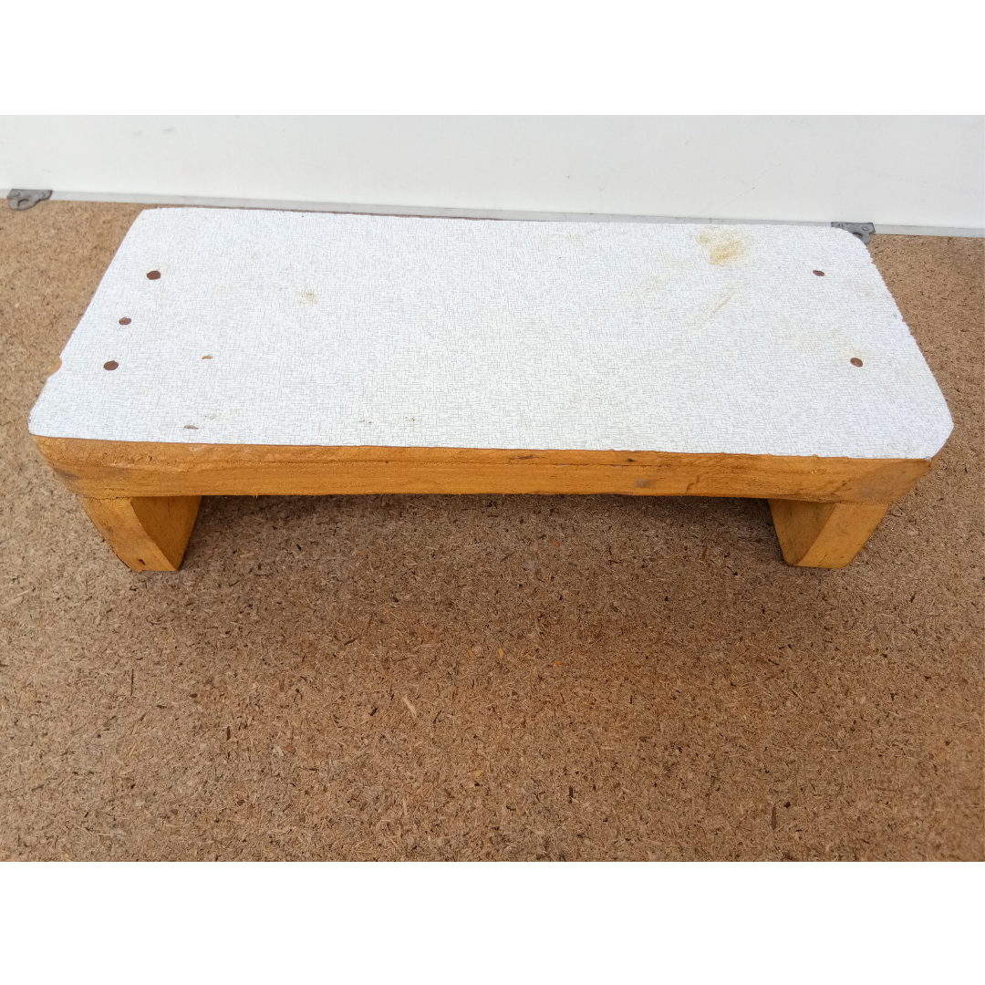 Wooden Handcrafted Pooja Peeta Chowki / Manapalagai / Low Height Wooden Table with Mica sheet (Small Size)