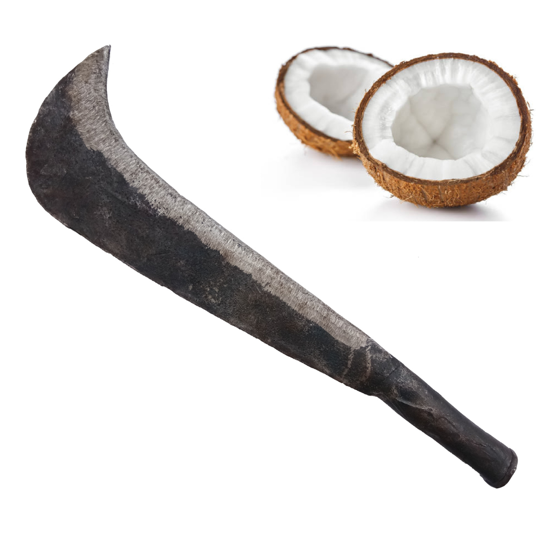 Traditional Handmade Iron Bill Hook / Vettukathi / Aruvaal / Coconut Cutting tool, Medium Size (35 cm Length, 470 g weight)