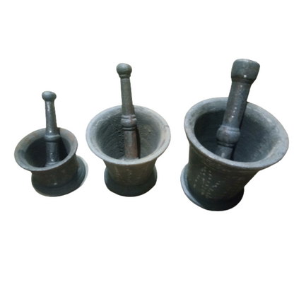 Cast-Iron Mortar & Pestle | Silbatta |Spice, Medicine Grinder Masher| Okhli | Musal | Khalbatta | Ideal for Hand Grinder