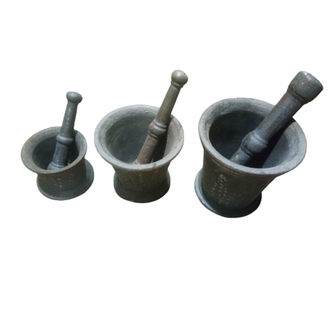 Cast-Iron Mortar & Pestle | Silbatta |Spice, Medicine Grinder Masher| Okhli | Musal | Khalbatta | Ideal for Hand Grinder