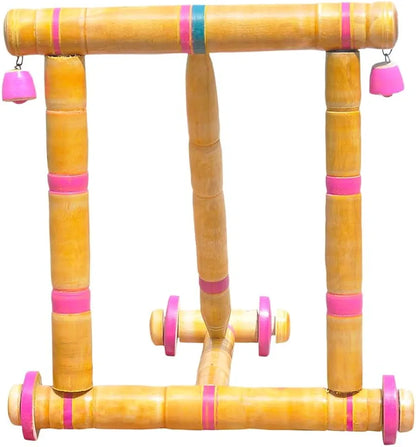 Multicolour Wooden Baby Walker Traditional Nadavandi Handmade for Kids Toddlers Activity – Push Walker for Baby for Age 0-3 Years