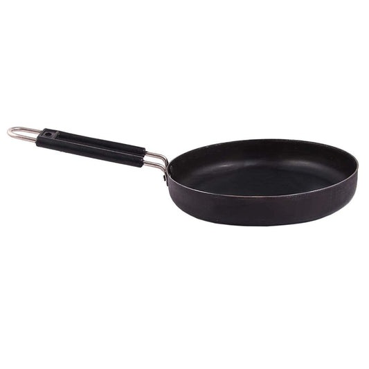 Iron Pre-Seasoned deep Fry Pan for Cooking with Steel Handle, Induction Friendly Black Color