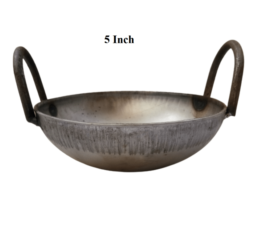 Light Weight Iron Kadai for Home Use (5 to 11 Inches), Grey