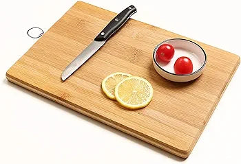 Wooden Slicing & Kitchen Chopping Board with Steel Hook for Hanging Fruits, Vegetables (Brown)