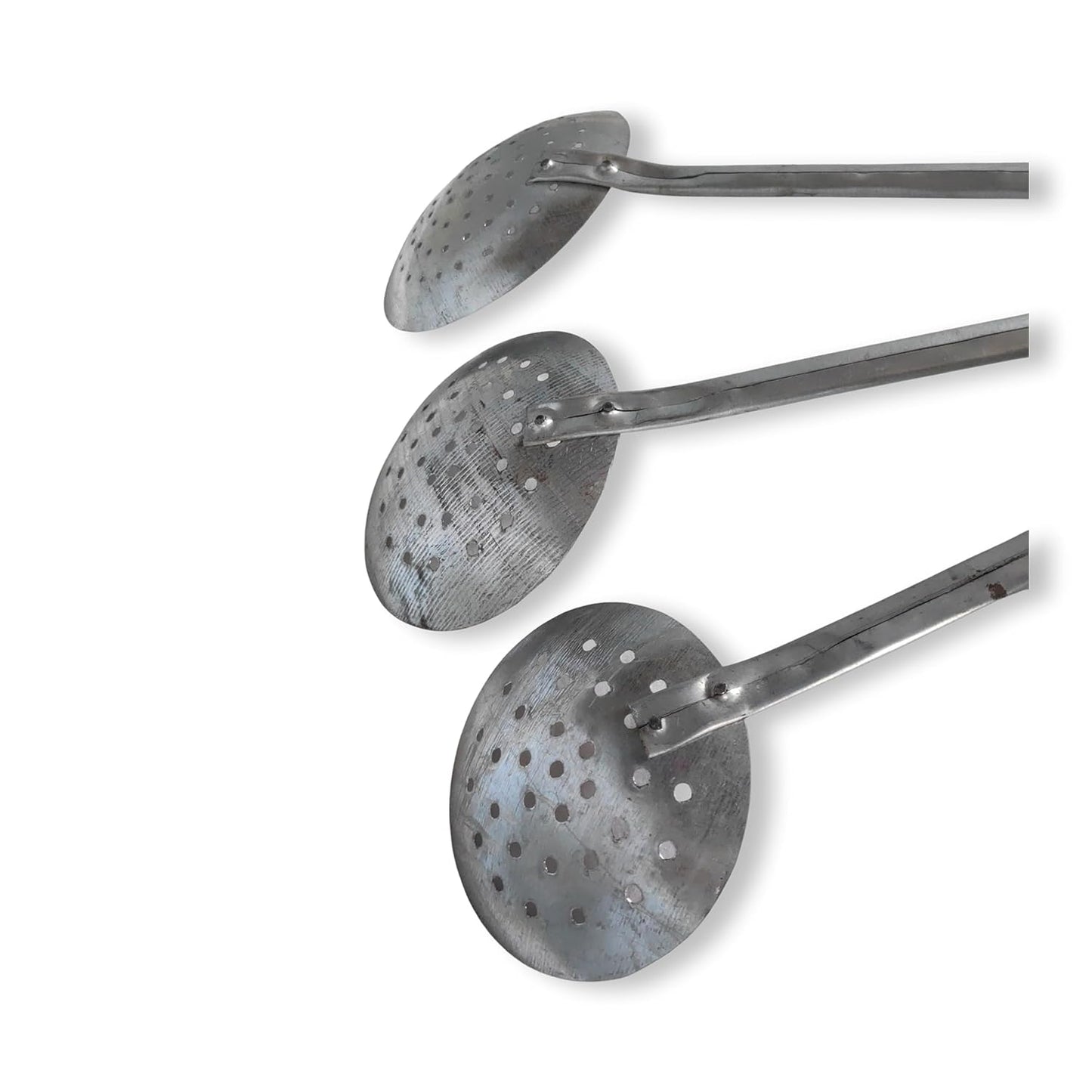 Galvanized Iron | Rust Free Iron Skimmer / Frying Jhara / Mesh Strainer / Jhaari / Frying Spoon for Oily Foods - Silver Color (6 to 11 inch diameter)