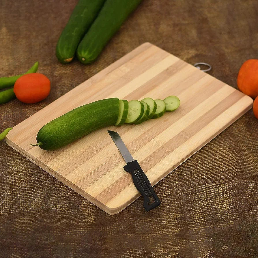 Wooden Slicing & Kitchen Chopping Board with Steel Hook for Hanging Fruits, Vegetables (Brown)