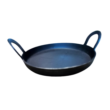 Small Size Iron Flat Kadai Fry Pan for making jalebi, dal tadka for Home (8 Inch)