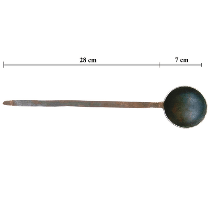 Handcrafted Loha Lokhand Iron Tadka / Frying Pan / Tadka Pan / Thalippu Karandi, Small Size (150 g Weight, 35 cm Length) with Long Handle