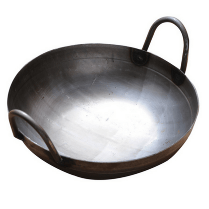 Traditional Light Weight Iron Kadai  for Cooking - Ideal 3-4 Members (9 inch Diameter, 700 g Weight), Grey