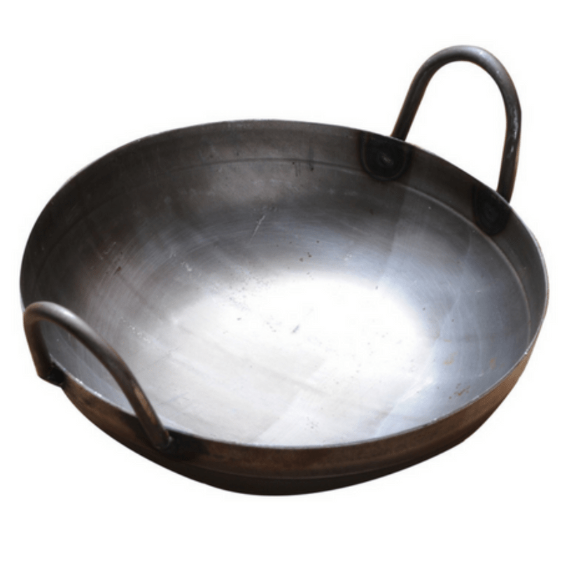 Traditional Light Weight Iron Kadai for Cooking - Ideal 4-5 Members (10 inch Diameter, 900 g Weight), Grey