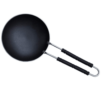 Iron Tadka Pan / Fry Pan, Pre-Seasoned Iron Tadka Pan with Anti Burn Plastic Handle