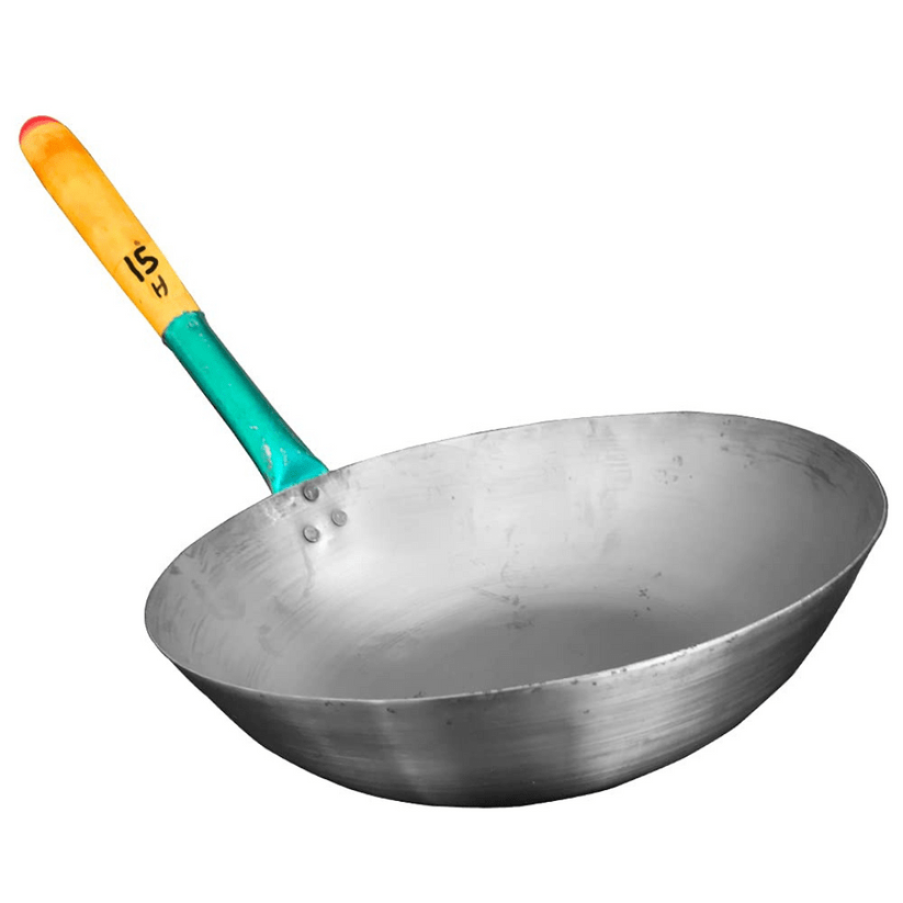 Chinese Iron Kadai / Fried Rice Pan with Wooden Handle