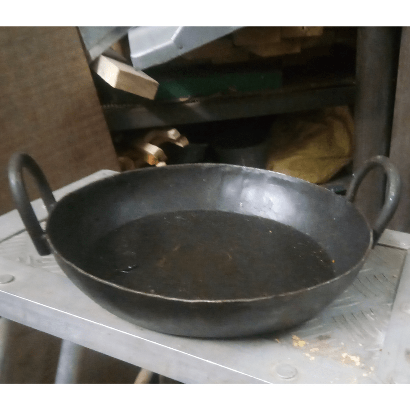 Induction & Gas Compatible Heavy Base Iron Flat Kadai Fry Pan for making jalebi, dal tadka, (8 to 15 Inches)