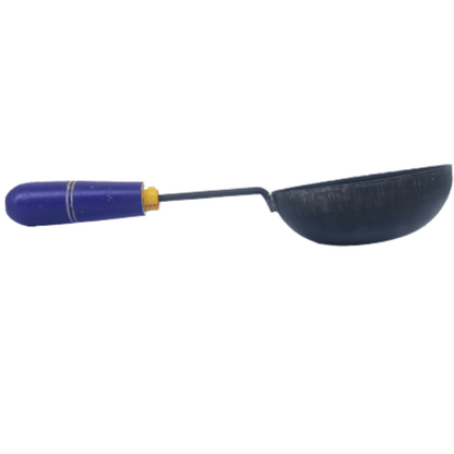 Deep Bottom Iron Tadka pan / Frying Pan / Tarka Karshul / Omelette Pan / Thalippu Karandi / Loha Oggarane Pan / Lokhand Chaunk Pan with Wooden Handle (400 g, 32 cm, 300 ml)