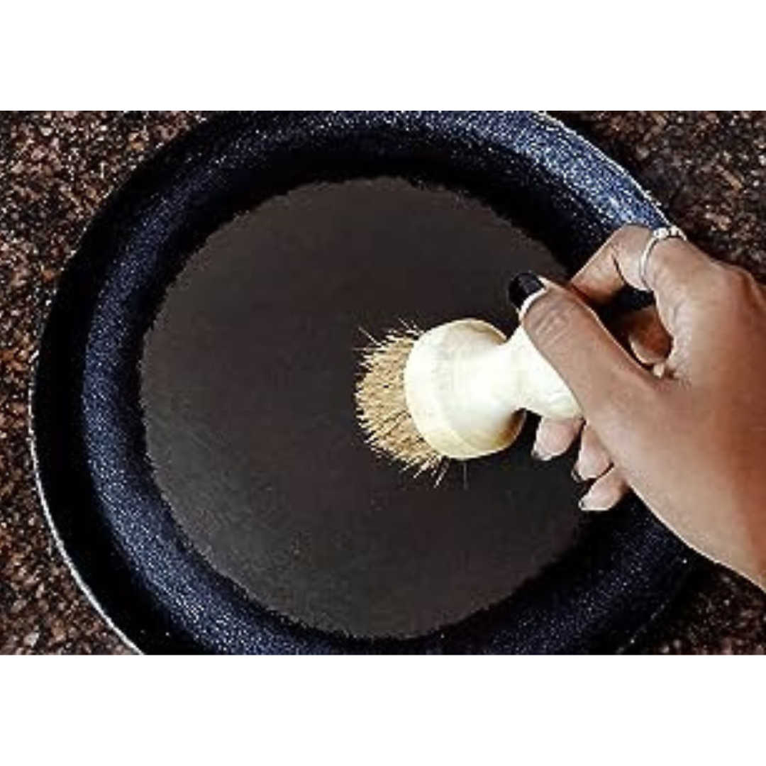 Traditional Wooden Oil Brush / Spreader for Dosa Tawa / Frying Pans (Brown, Pack of 2)