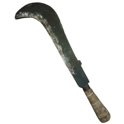 Multi Purpose Heavy Size High Tempered Kitchen Knife - Handmade Iron Billhook with Wooden Handle (Medium Size, Heavy Weight)