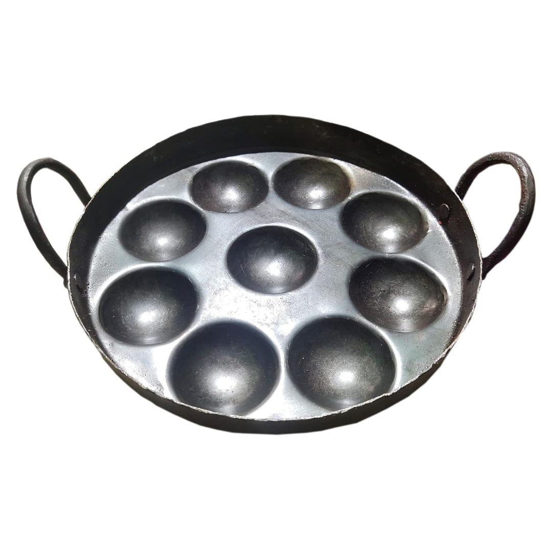 Iron 9 Cavity Kuli Appam Patra / Paniyaram Pan – Santhi Metal eShop