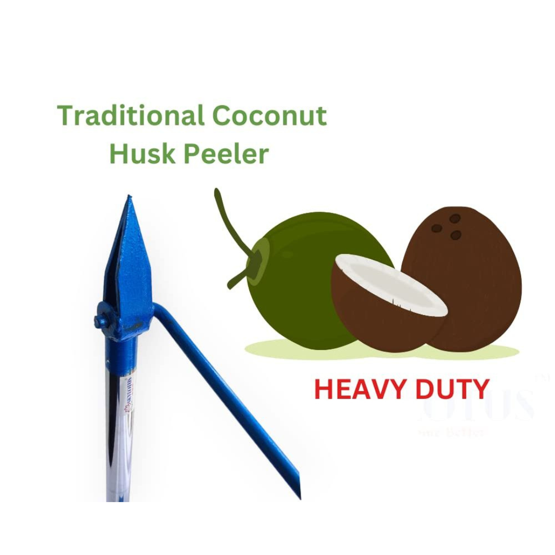 Coconut Husk Peeler | Husk Remover | Coconut Shell Remover | Thenga Parai | Naral Solni - Stainless Steel - Multicolour (2 kg) 65 cm Height