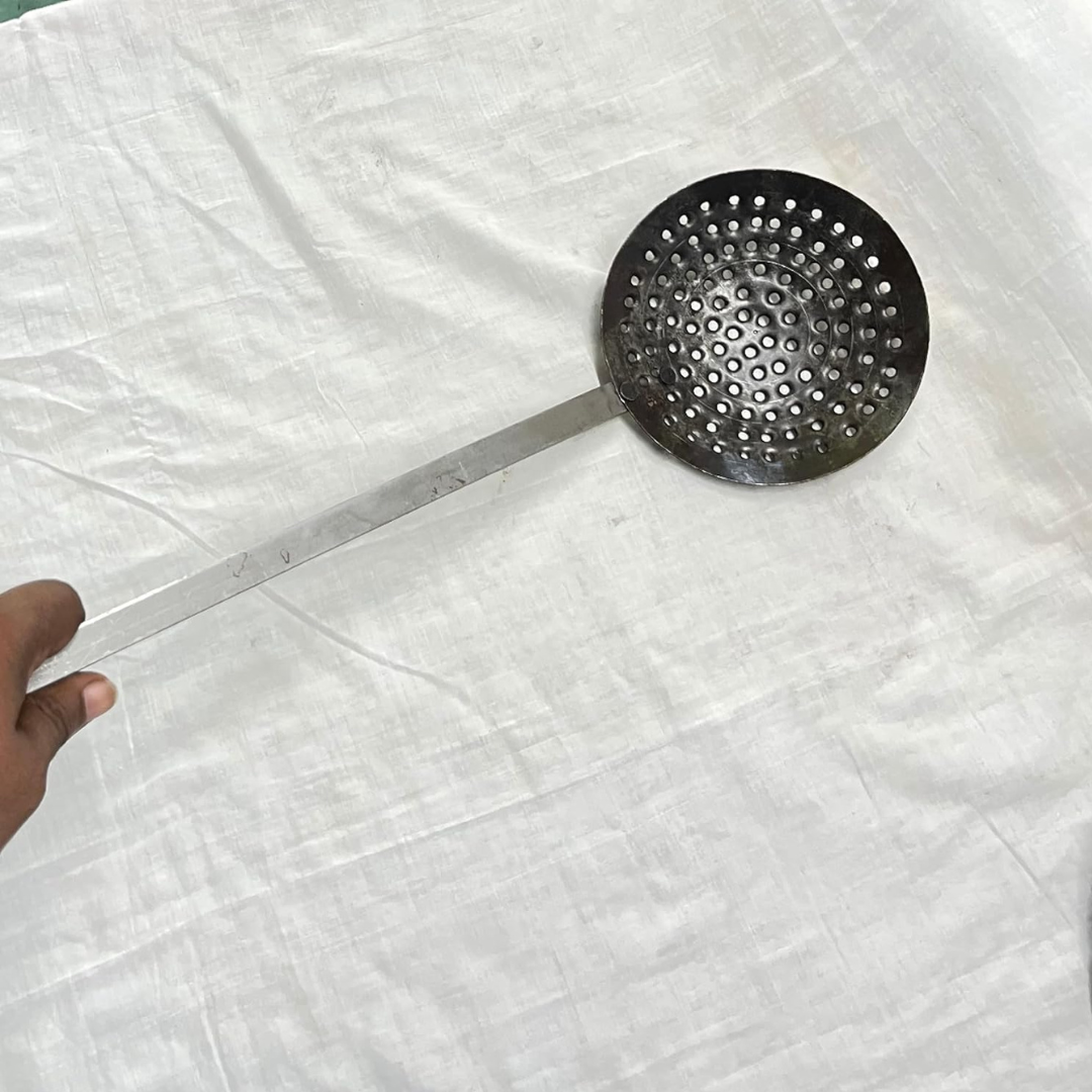 Iron Skimmer / Frying Jhara / Mesh Strainer / Jhaari / Frying Spoon for Oily Foods (7 to 12 inch diameter)