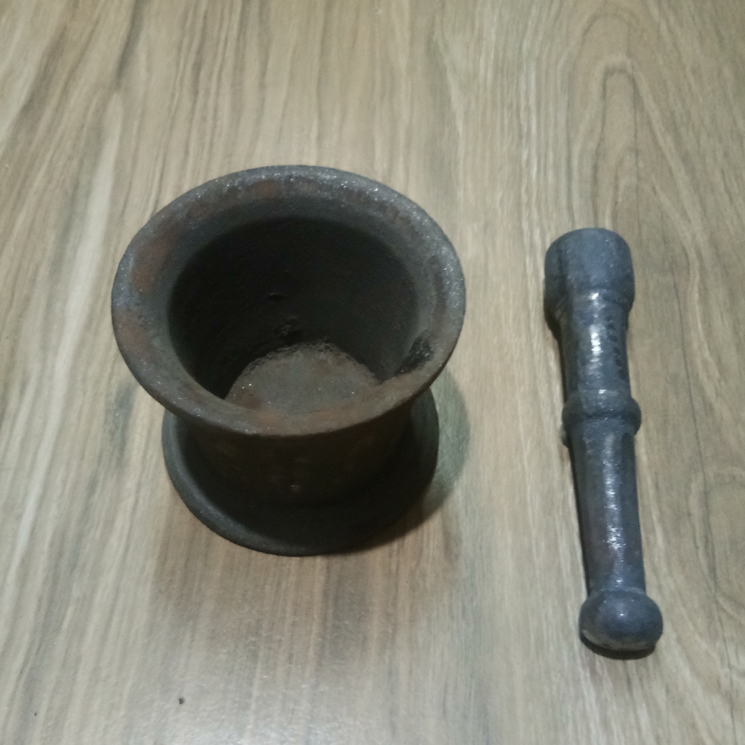 Cast-Iron Mortar & Pestle | Silbatta |Spice, Medicine Grinder Masher| Okhli | Musal | Khalbatta | Ideal for Hand Grinder