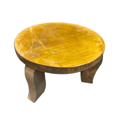 🪵 Wooden Mukkali – 10 Inch Dia, 6 Inch Height | Pooja Stand | Abhisheka Peeta | Chowki for Puja & Decor | 3-Legged Wooden Stool