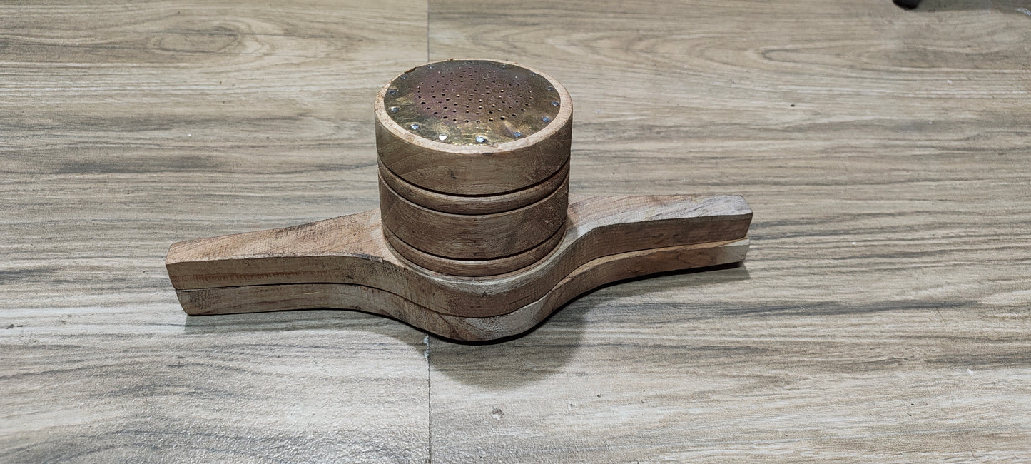 Teak Wood Idiyappam Maker | Sev Sancha Kitchen Press with Aluminum Clad Interior and Brass Bottom Sheet