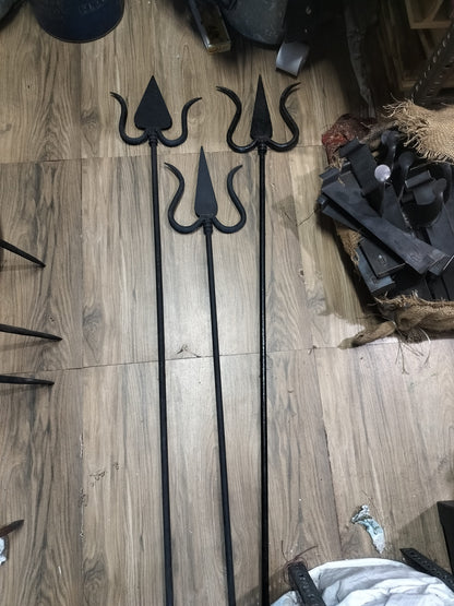 Sacred Traditional Iron Trishul for Divine Worship & Ritual Offerings (Approx. 5 Ft Length)