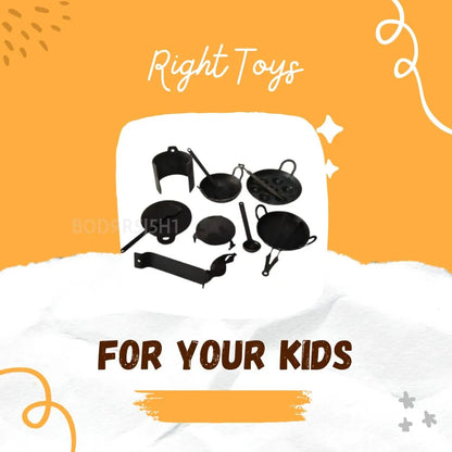 12 Pcs Iron Miniature Kitchen Toy Set – Traditional Kids Cooking Play Set